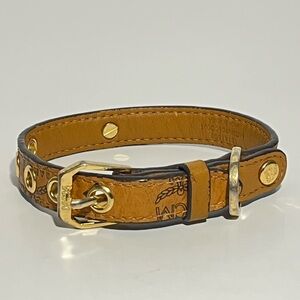 MCM Visetos Pet Collar XS Tan Monogram Gold Hardware Luxury Dog Collar